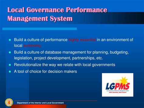 LOCAL GOVERNANCE PERFORMANCE MANAGEMENT .